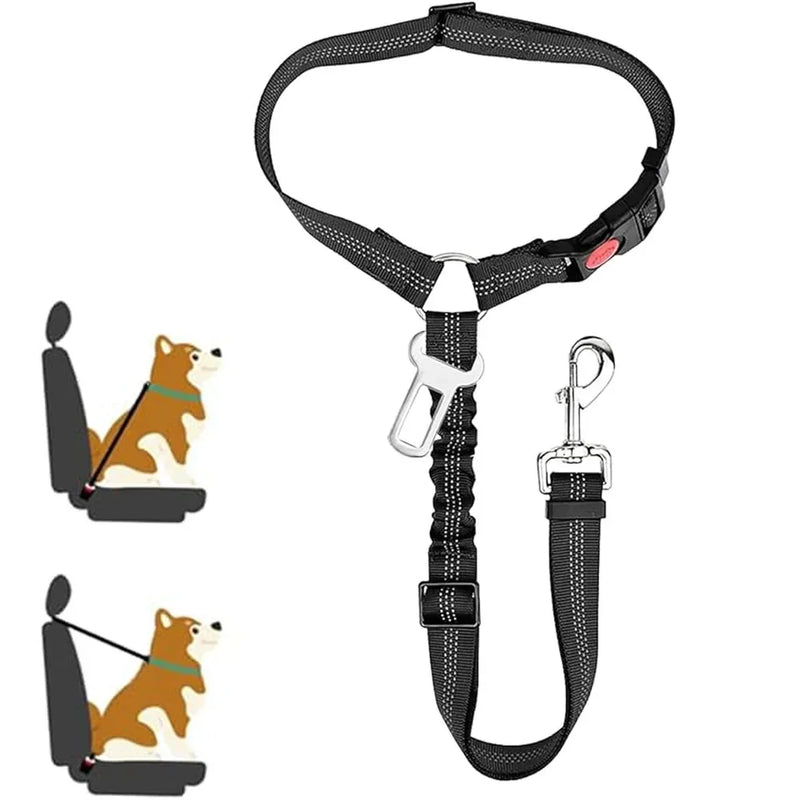 2-in-1 Dog Car Seatbelt Headrest Restraint