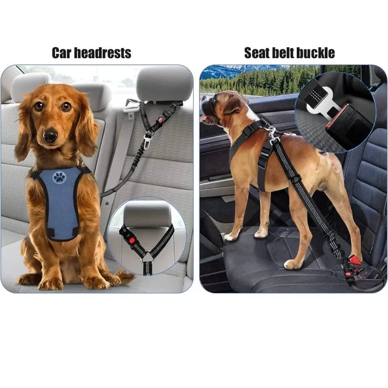 2-in-1 Dog Car Seatbelt Headrest Restraint