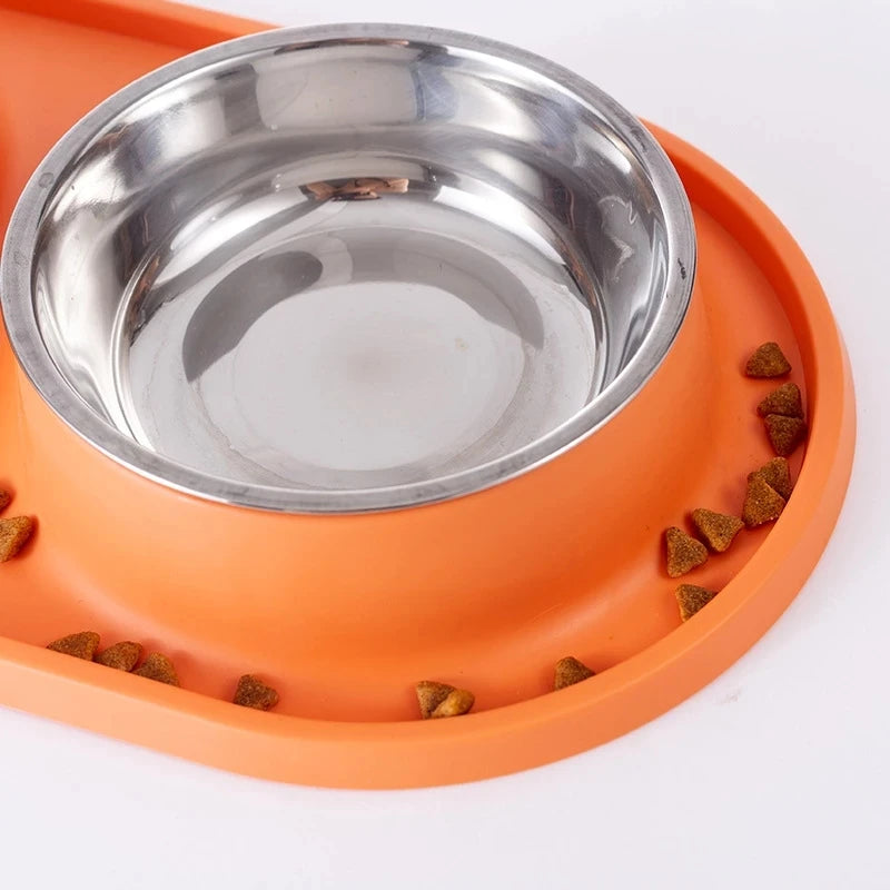 Dual Dog Bowl with Slow Feeder