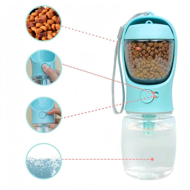 Portable Dog Water Bottle with Food Storage